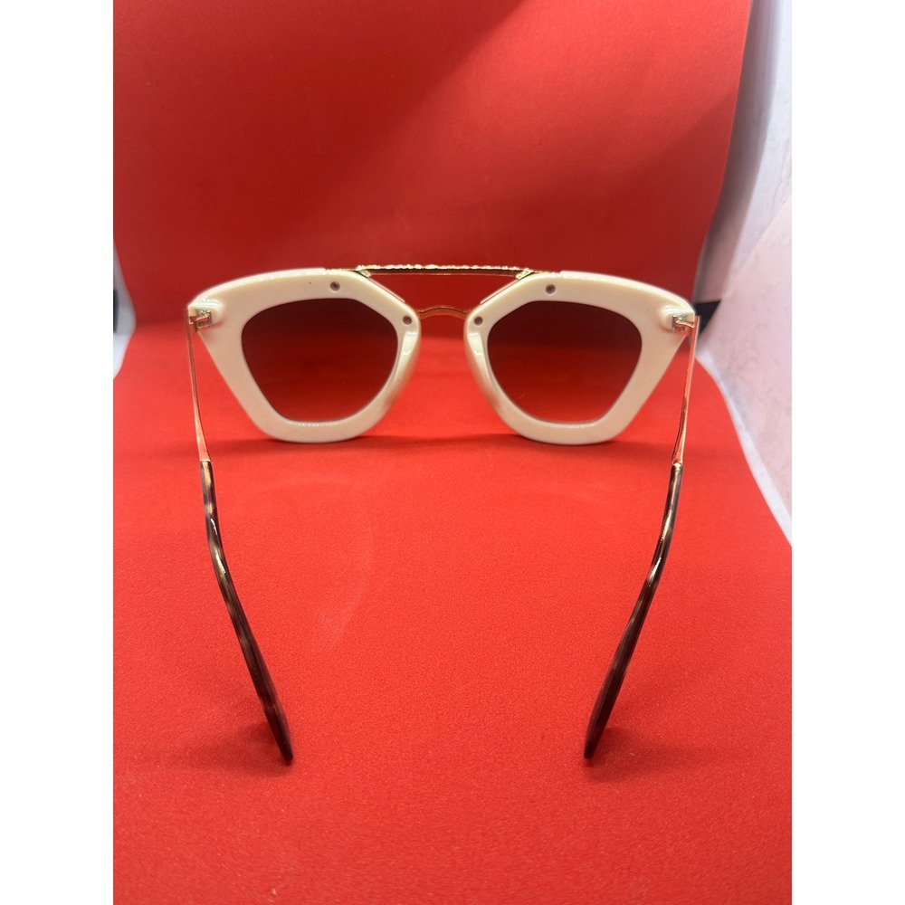 Chic Cream Cat Eye Sunglasses Gold Bridge Tortoise Temples - Picture 2 of 7